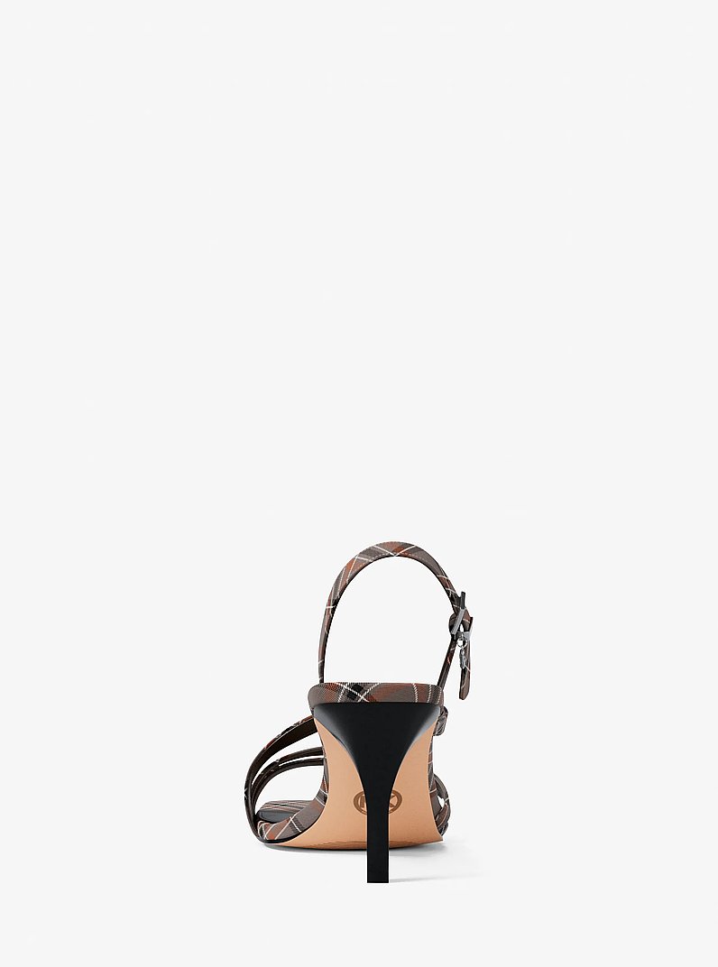 Yvette Plaid Print Sandal in MUSHROOM MLTI | Michael Kors