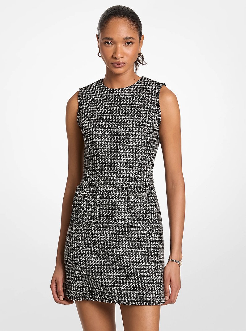 Houndstooth Jacquard Mini Dress in NEGRO | Michael Kors