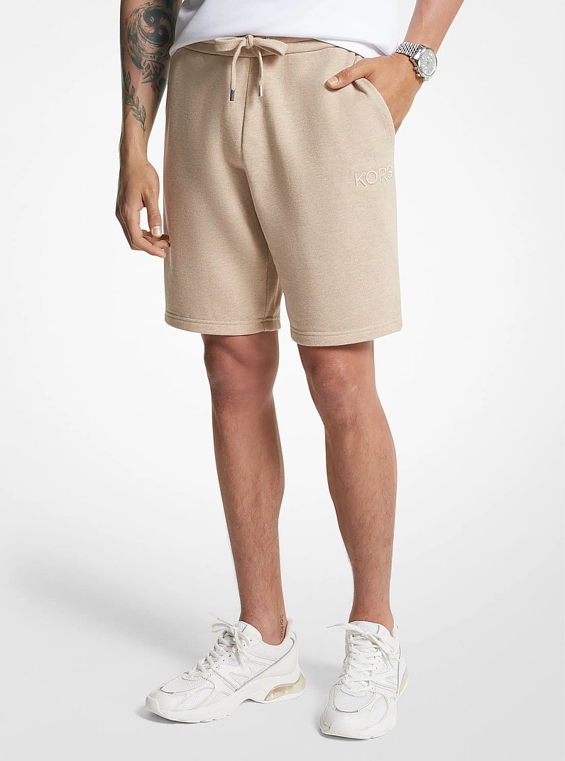 French Terry Cotton Blend Shorts in KHKI HTR | Michael Kors