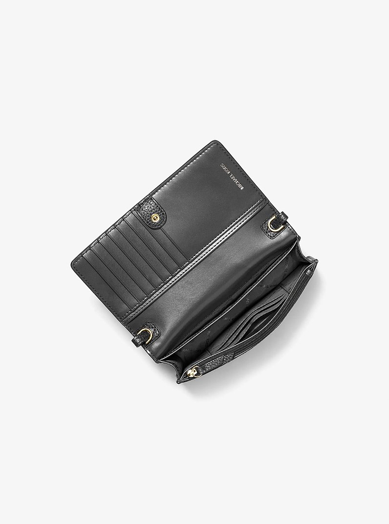 Jet Set Small Pebbled Leather Smartphone Convertible Crossbody Bag in BLACK | Michael Kors