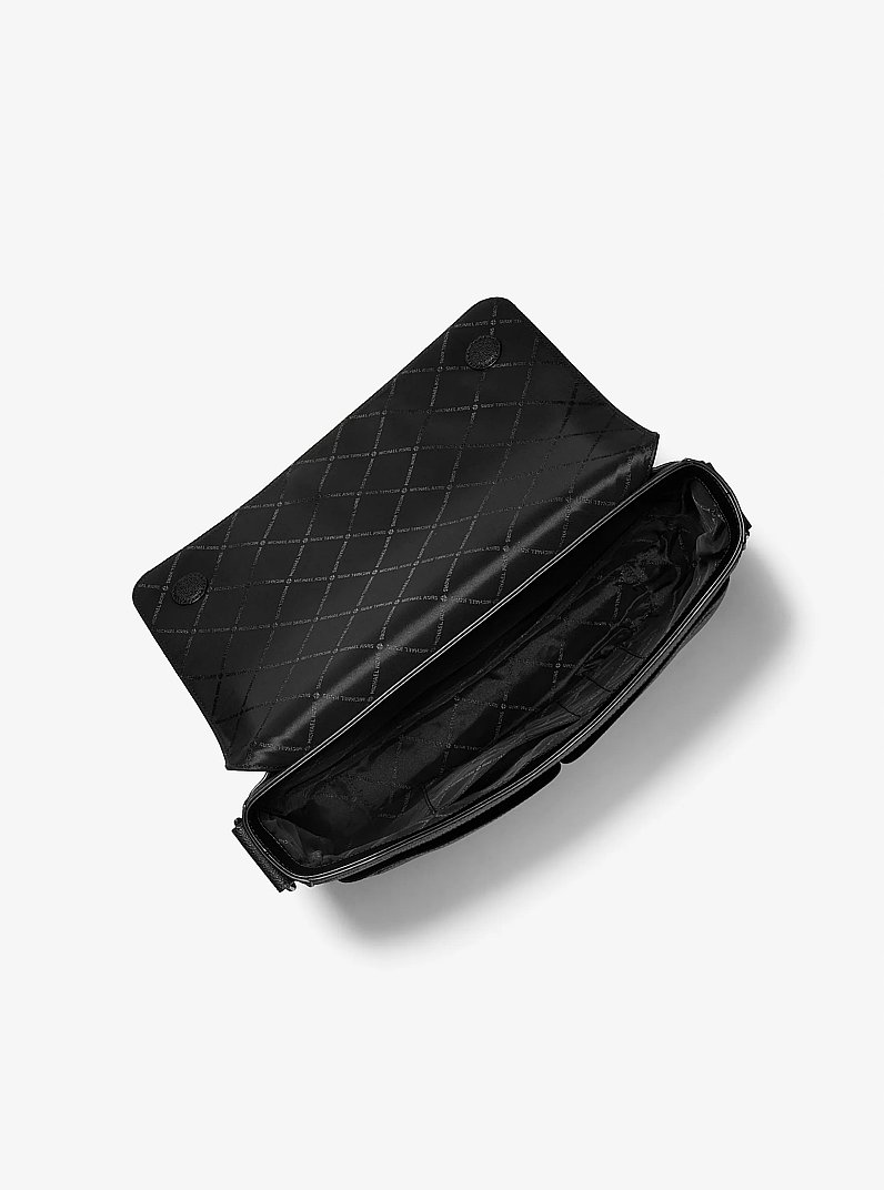 Pacey Medium Signature Logo Messenger Bag in BLACK | Michael Kors