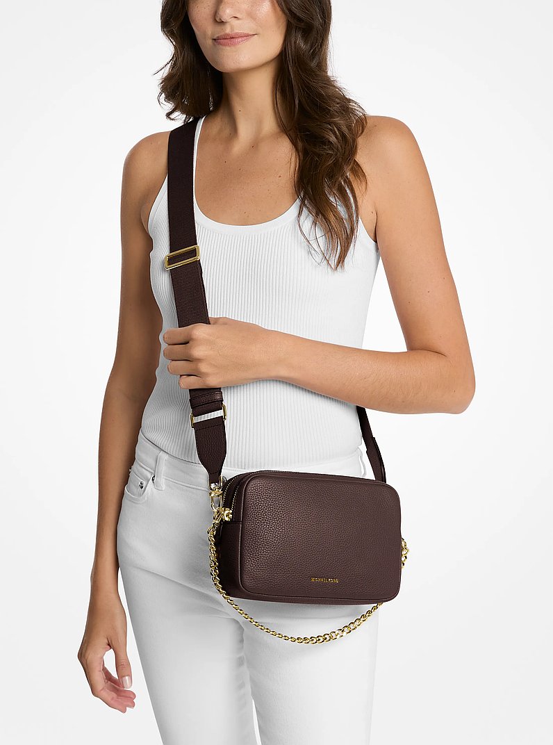 Bryant Medium Pebbled Leather Camera Crossbody Bag in CHOCOLATE | Michael Kors