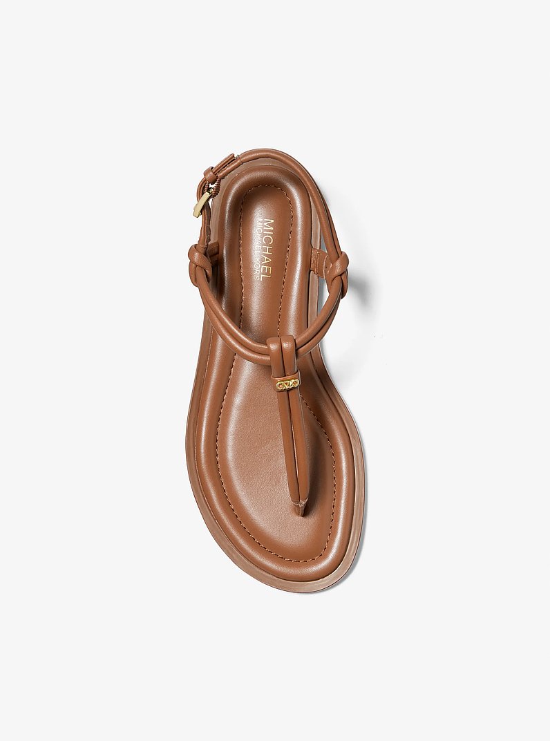Astra Leather T-Strap Sandal in LUGGAGE | Michael Kors