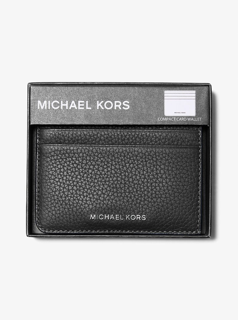 Hudson Pebbled Leather Card Case in BLACK | Michael Kors