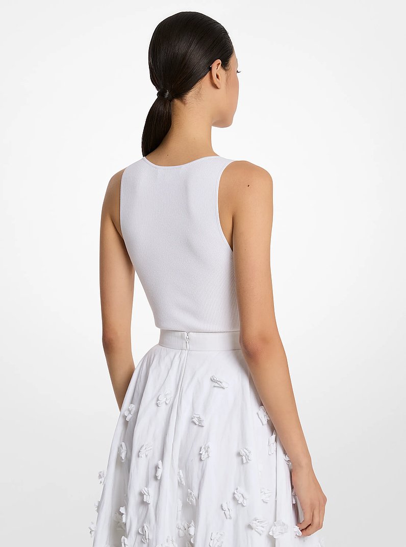 Stretch Viscose Bodysuit in OPTIC WHITE | Michael Kors