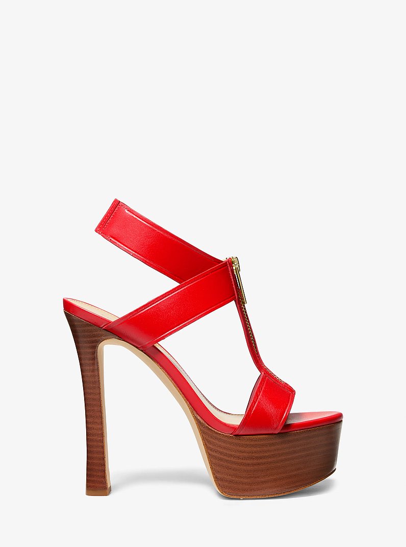 Berkley Leather Platform Sandal in LACQUER RED | Michael Kors