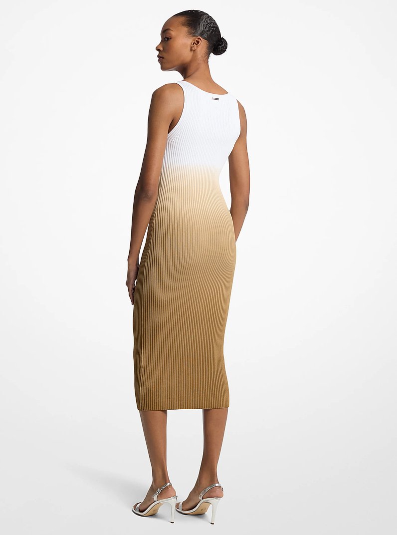 Ombr&eacute; Ribbed Stretch Viscose Dress in LUGGAGE | Michael Kors