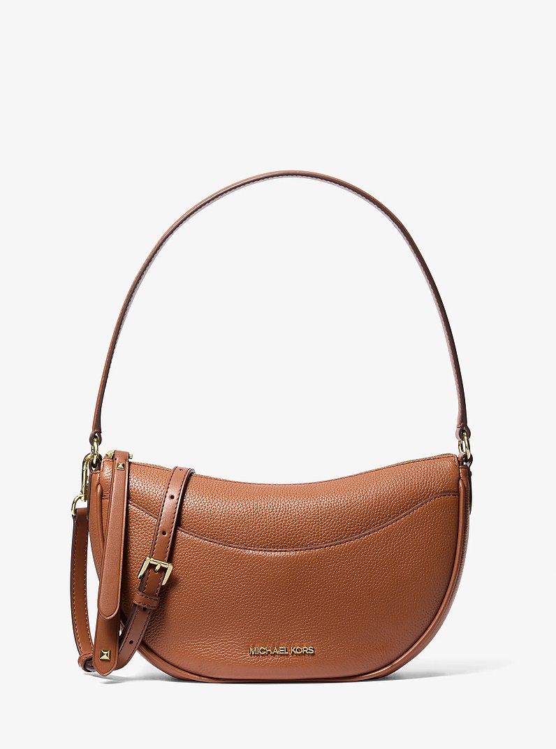 【ほぼ未使用】MICHAEL KORS ボディバッグ メンズ レザー ブラウン Dover Medium Pebbled Leather Crossbody Bag in LUGGAGE - Sale