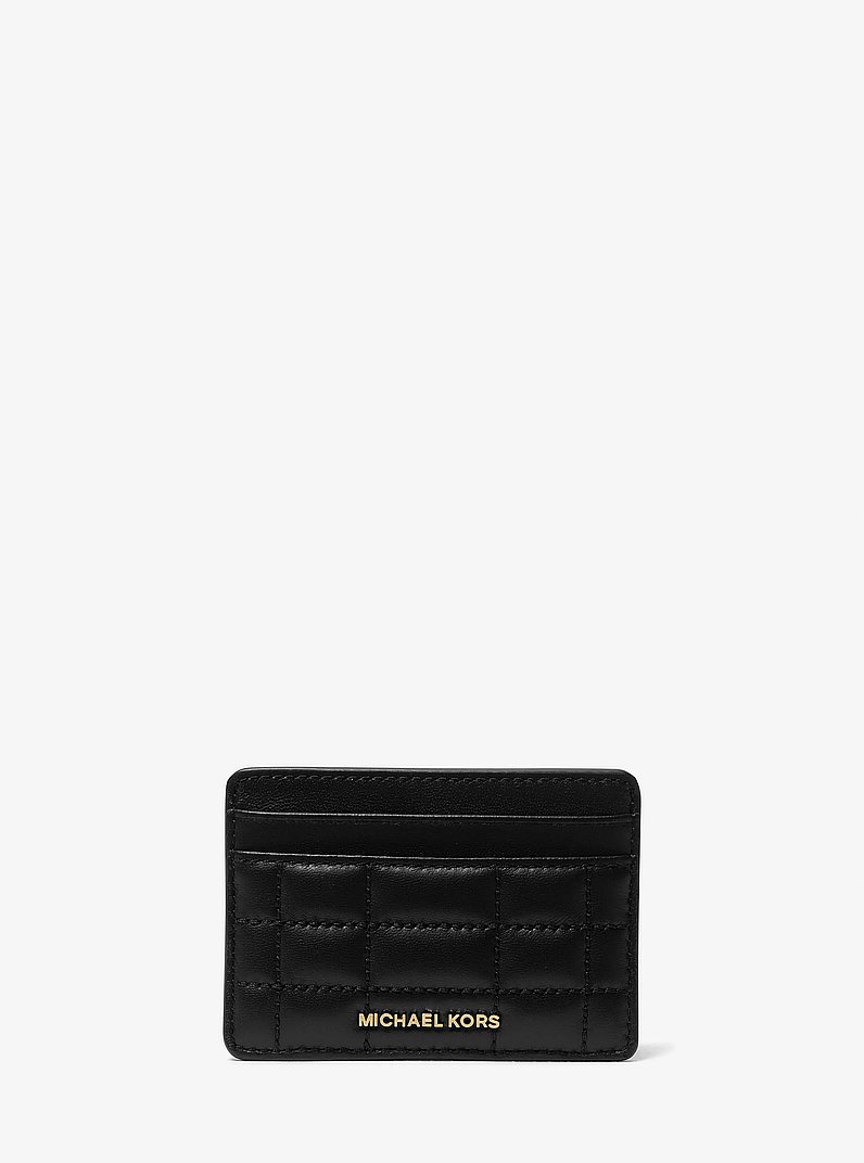 Jet Set Quilted Leather Card Case in BLACK | Michael Kors