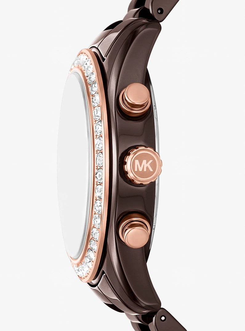 Lexington Pav&eacute; Brown-Tone Ceramic Watch in CHOCOLATE | Michael Kors