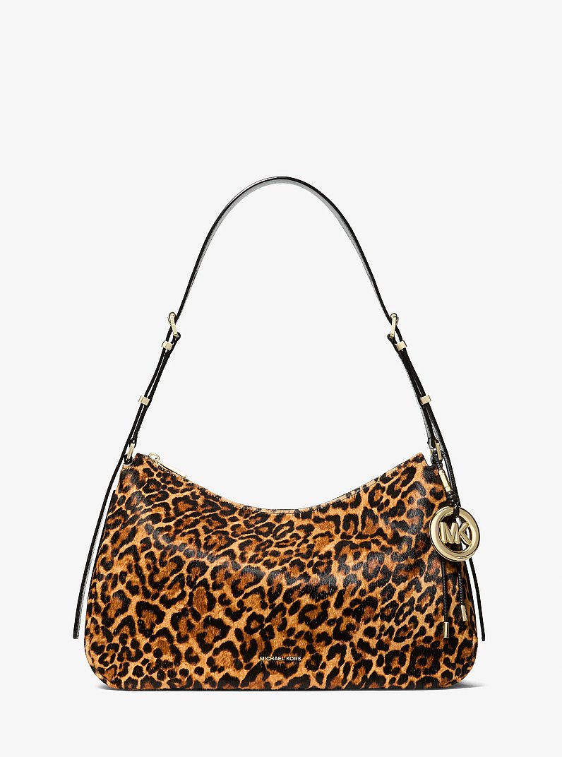 Nolita Medium Leopard Print Calf Hair Shoulder Bag in MARIGOLD | Michael Kors