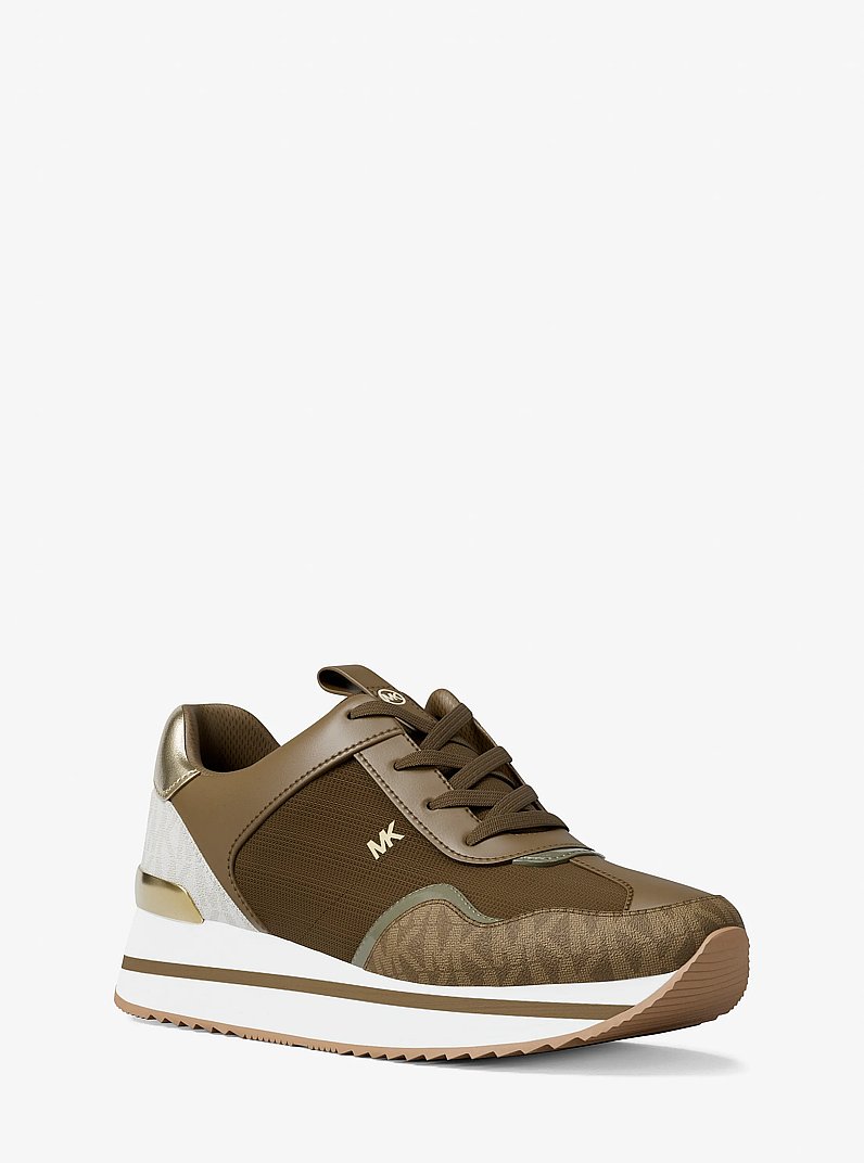 Sneaker Raina in mesh color-block e stampa logo in LODEN | Michael Kors
