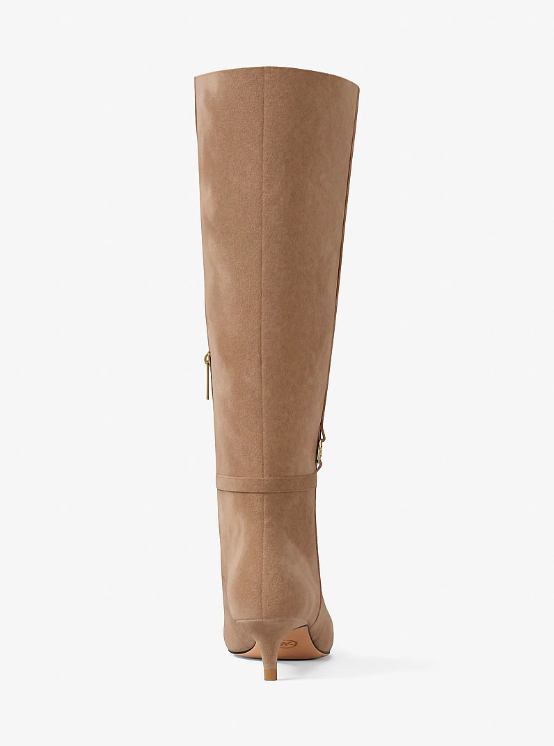 Nalia Polyester Microsuede Kitten Heel Boot in CAMEL | Michael Kors
