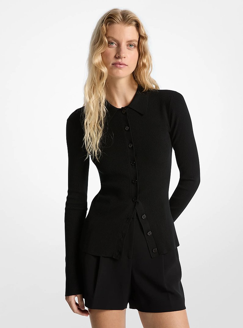 Gerippte Strickjacke in SCHWARZ | Michael Kors