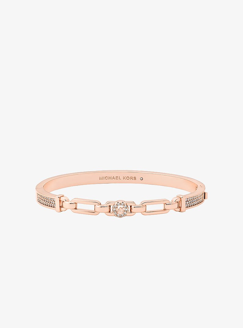 Pav&eacute; Logo Bangle and Stud Earrings Gift Set in ROSE GOLD | Michael Kors