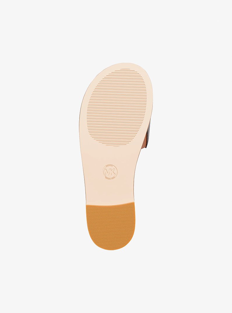 Carissa Signature Logo Slide Sandal in BROWN MULTI | Michael Kors