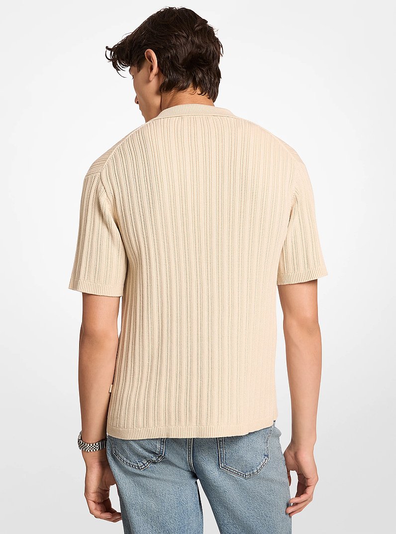Textured Knit Polo Shirt in LT CREAM | Michael Kors