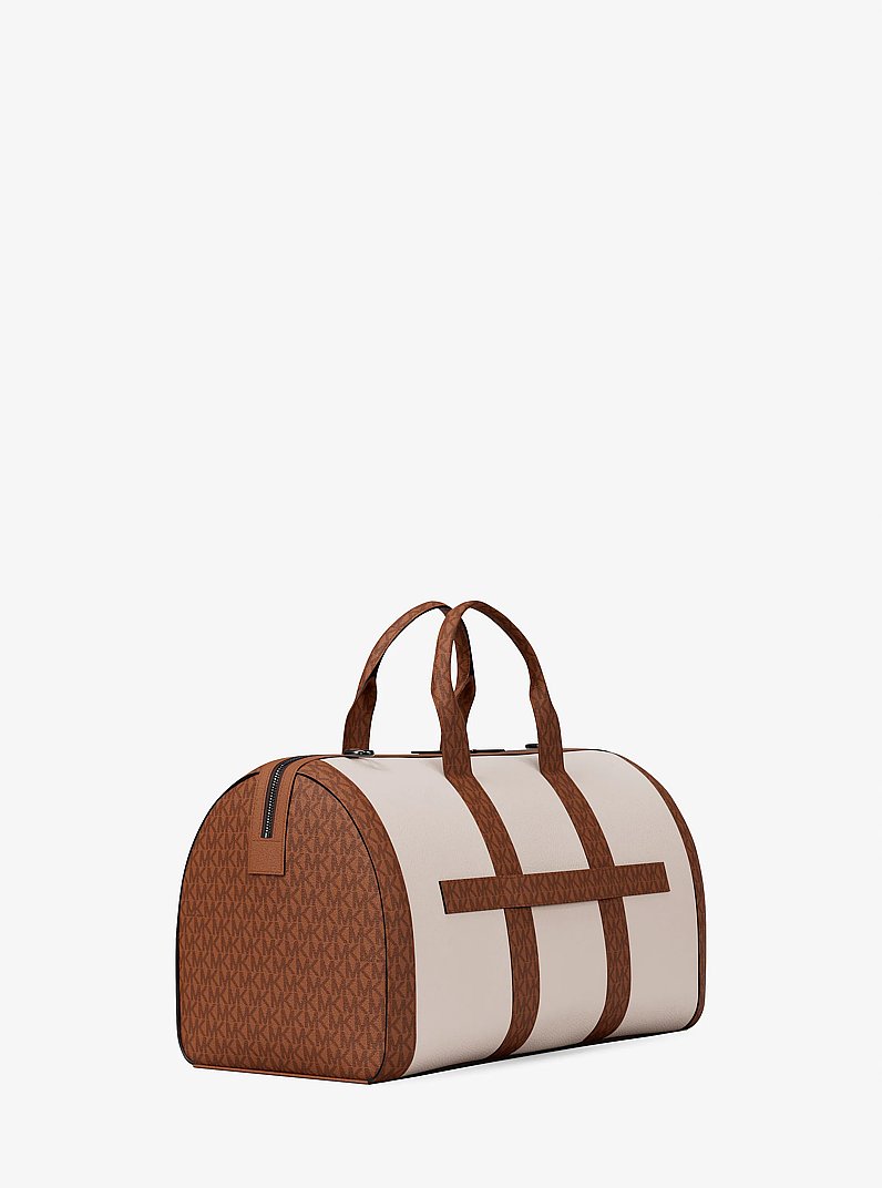 Cooper Pebbled Leather and Signature Logo Duffel Bag in LT CRM/LUGG | Michael Kors