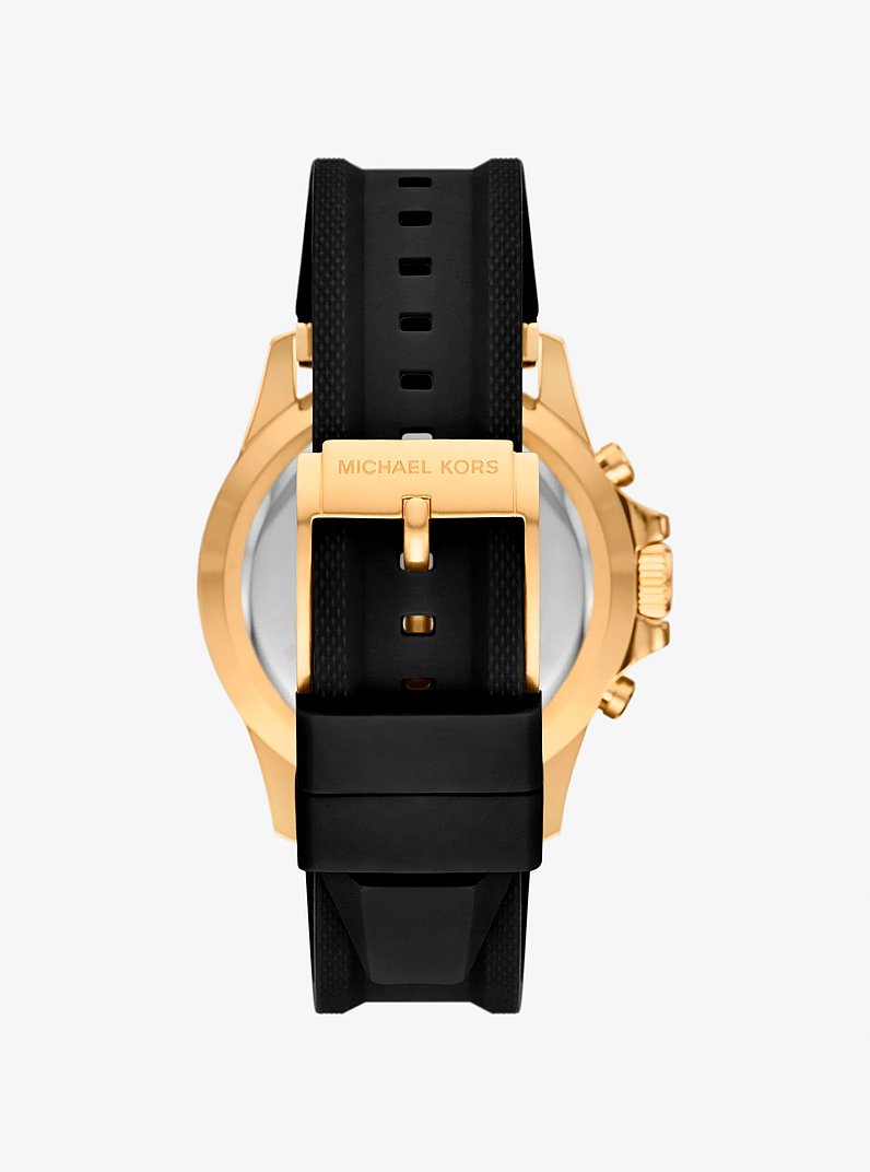 Oversized Everest Gold-Tone and Silicone Watch in BLACK | Michael Kors
