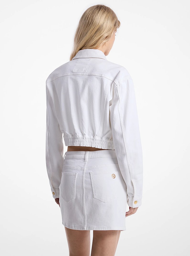 Stretch Denim Jacket in OPTIC WHITE | Michael Kors