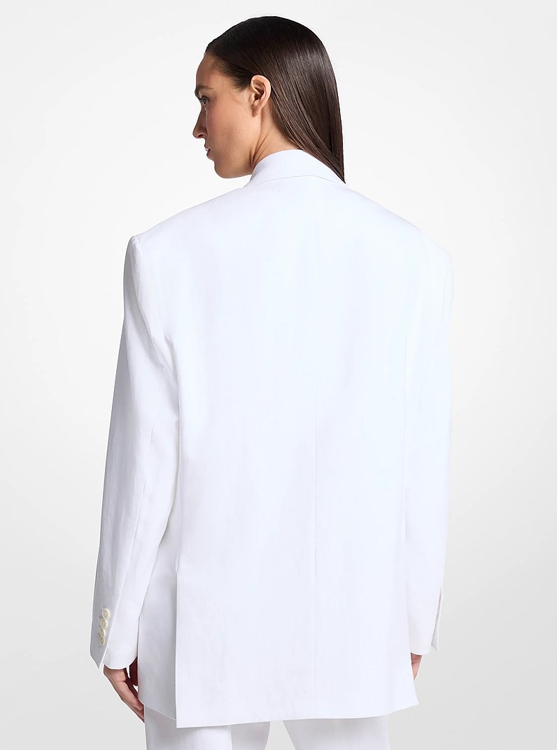 Shawn Linen Double-Breasted Blazer in OPTIC WHITE | Michael Kors
