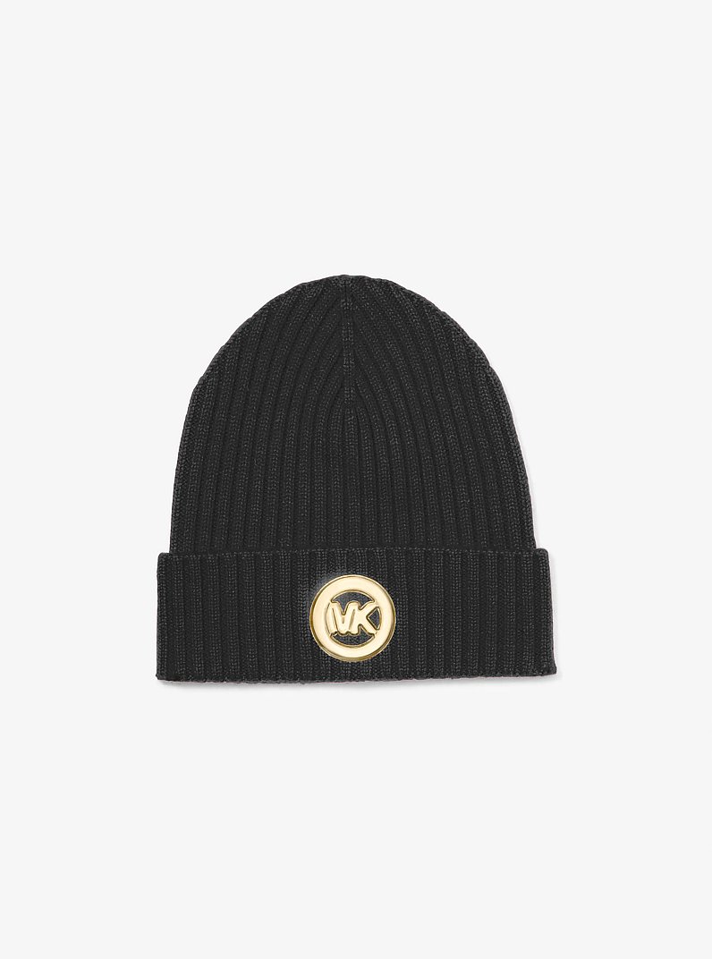 Ribbed Wool Beanie in BLACK | Michael Kors