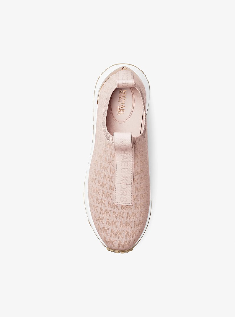 Bodie Metallic Logo Knit Slip-On Sneaker in POWDER BLUSH | Michael Kors