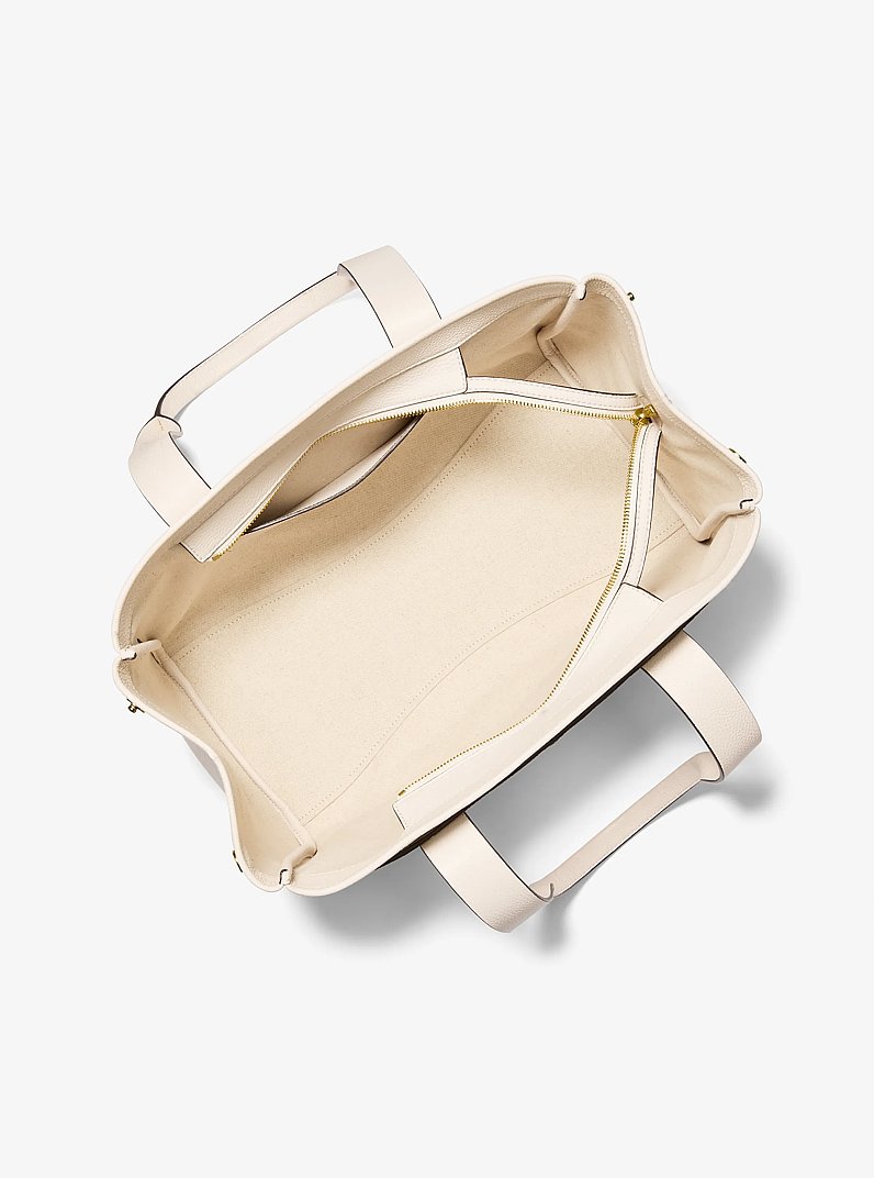 Romee Large Pebbled Leather Tote Bag in LT CREAM | Michael Kors