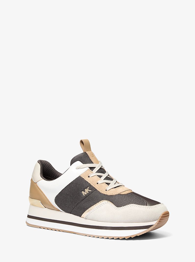 Raina Mixed-Media Trainer in CHOCOLATE COMBO | Michael Kors