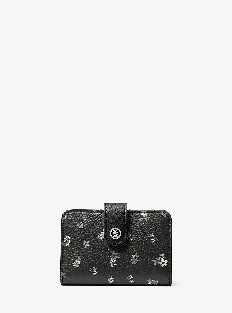 Jet Set Travel Small Floral Printed Wallet in BLACK | Michael Kors
