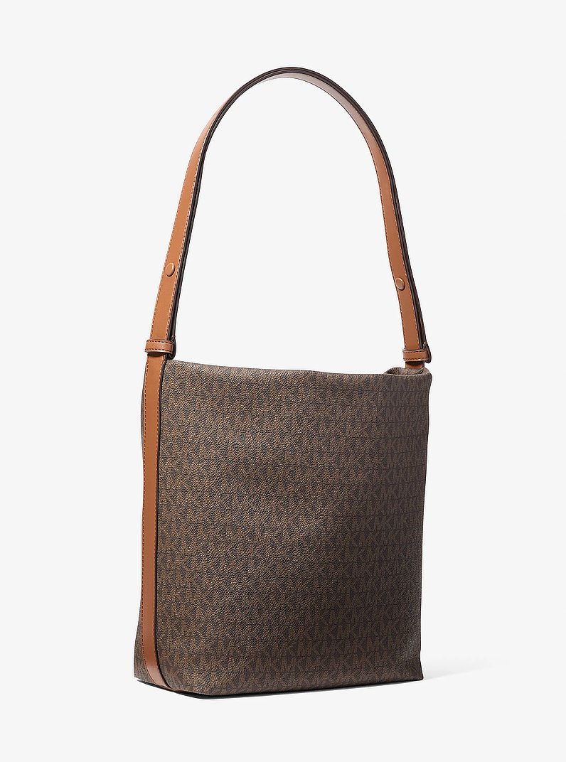 Roey Medium Signature Logo Bucket Messenger Bag in BROWN | Michael Kors
