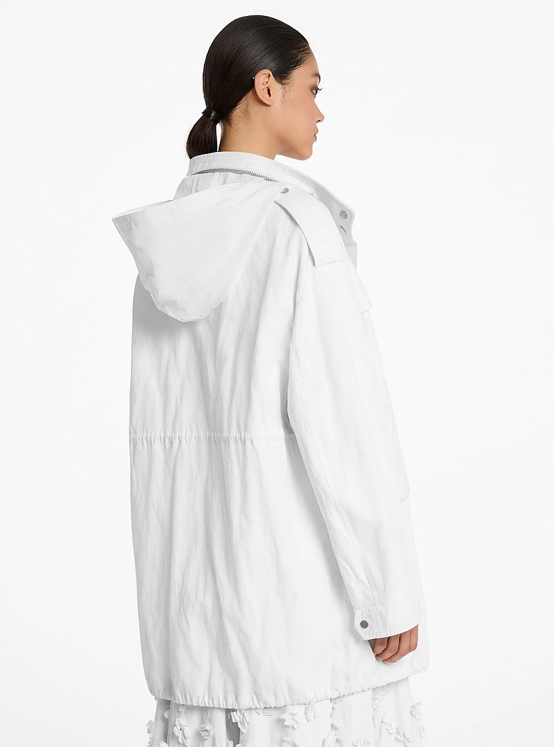 Crushed Cotton Gabardine Oversized Anorak in OPTIC WHITE | Michael Kors