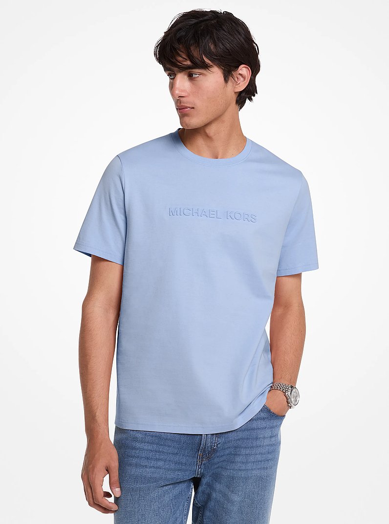 T-shirt in cotone con logo in rilievo in CHAMBRAY | Michael Kors