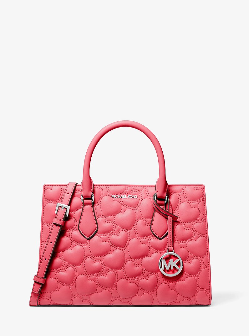 Sheila Medium Heart Embroidered Satchel in HIBISCUS | Michael Kors