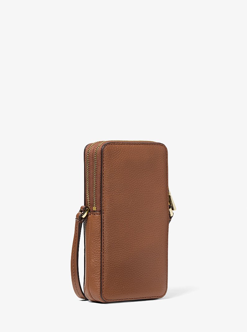 Borsa a tracolla per smartphone Jet Set piccola in pelle martellata in CUOIO | Michael Kors