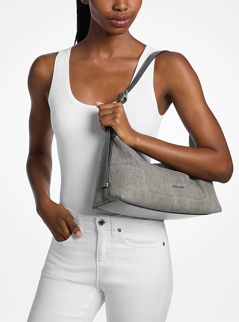 Bolso de hombro Teddi mediano de denim lavado in GRAPHITE | Michael Kors