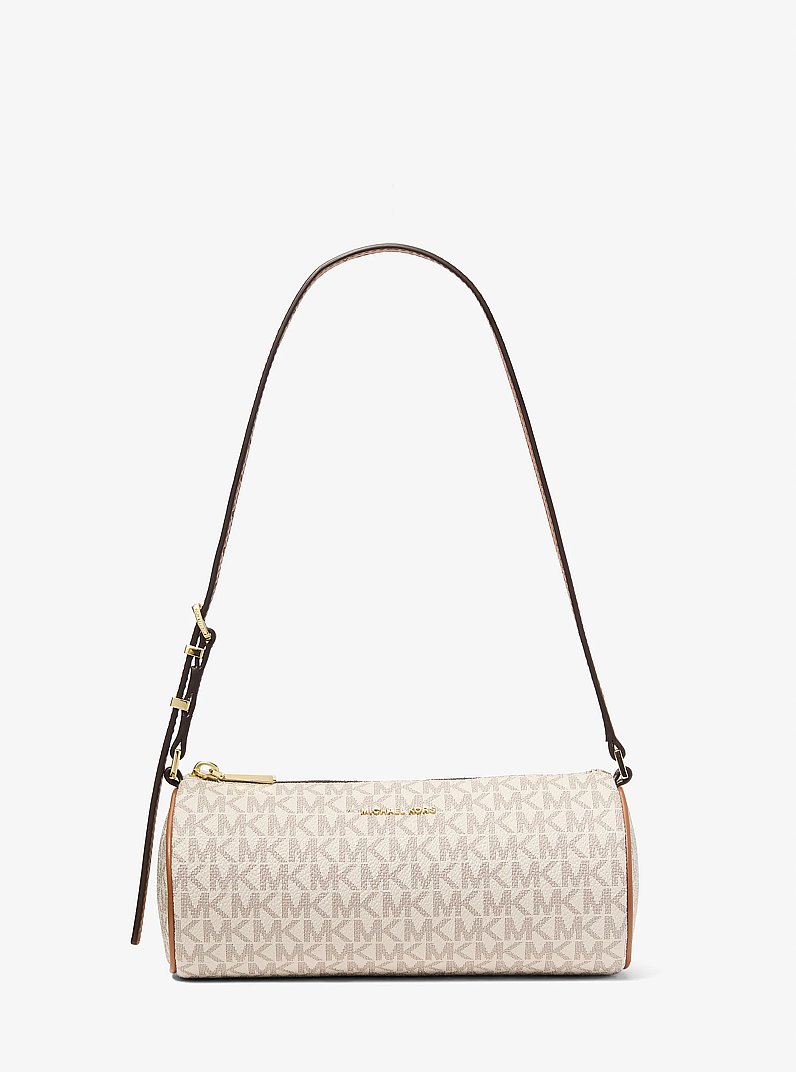 Izzy Small Signature Logo Barrel Pochette in VANILLA/ACORN | Michael Kors