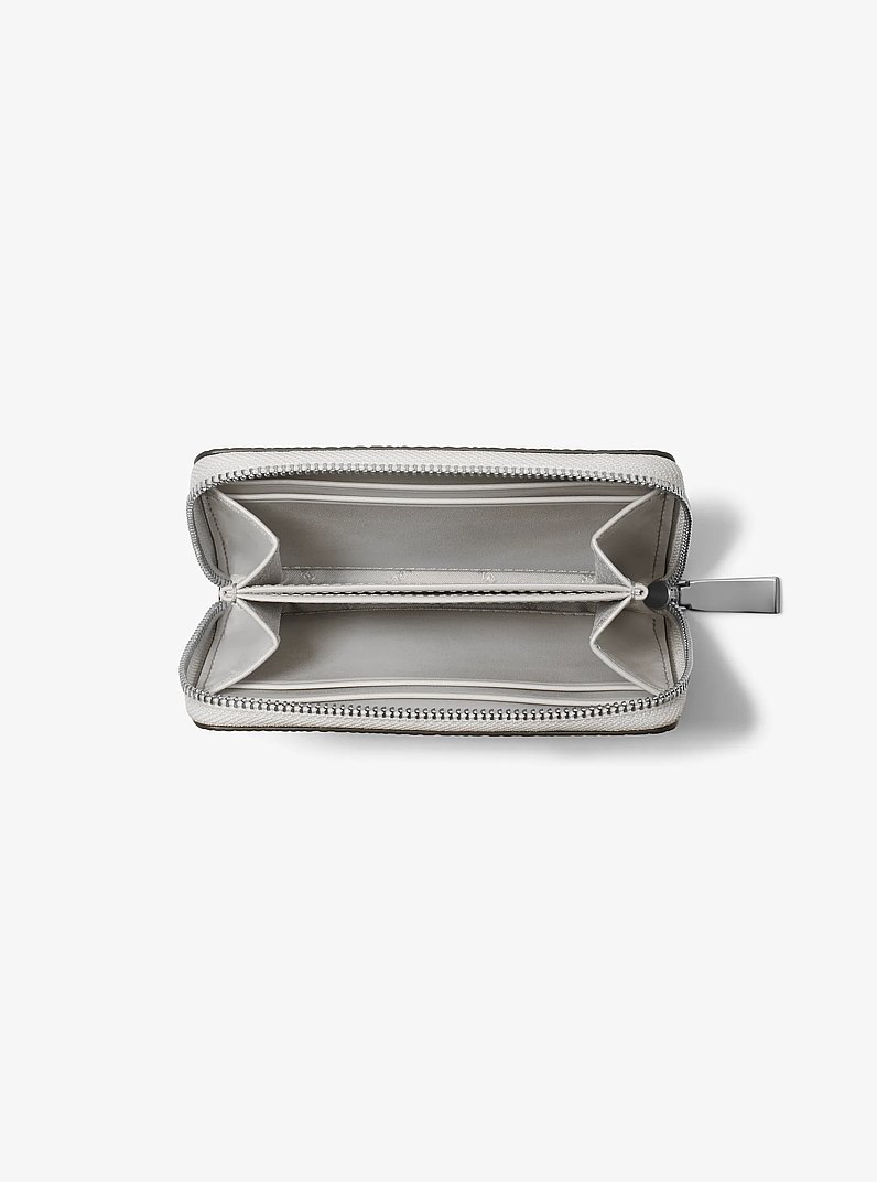Jet Set Small Snake Embossed Leather Zip-Around Wallet in ALUMINUM | Michael Kors