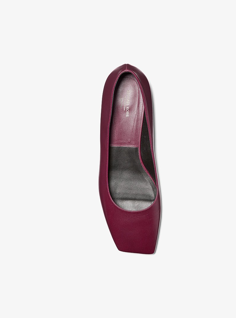 Isabella Leather Skimmer Flat in WINE | Michael Kors