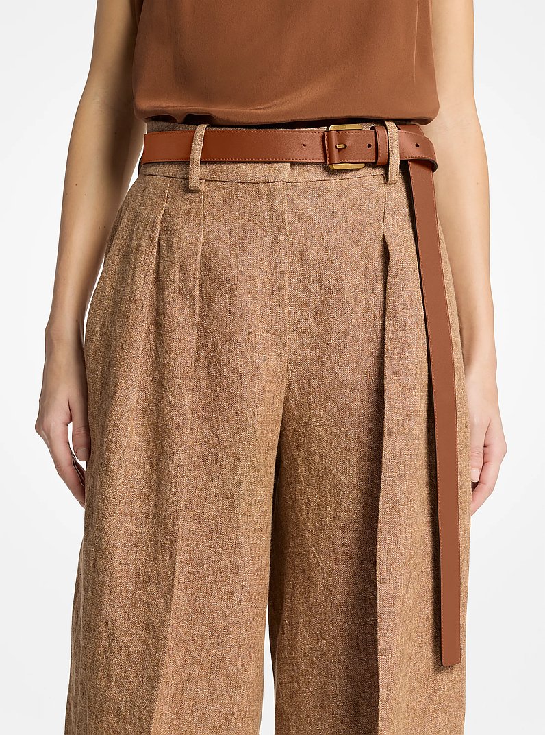 Jodi Leather Trouser Belt in BRANCH | Michael Kors