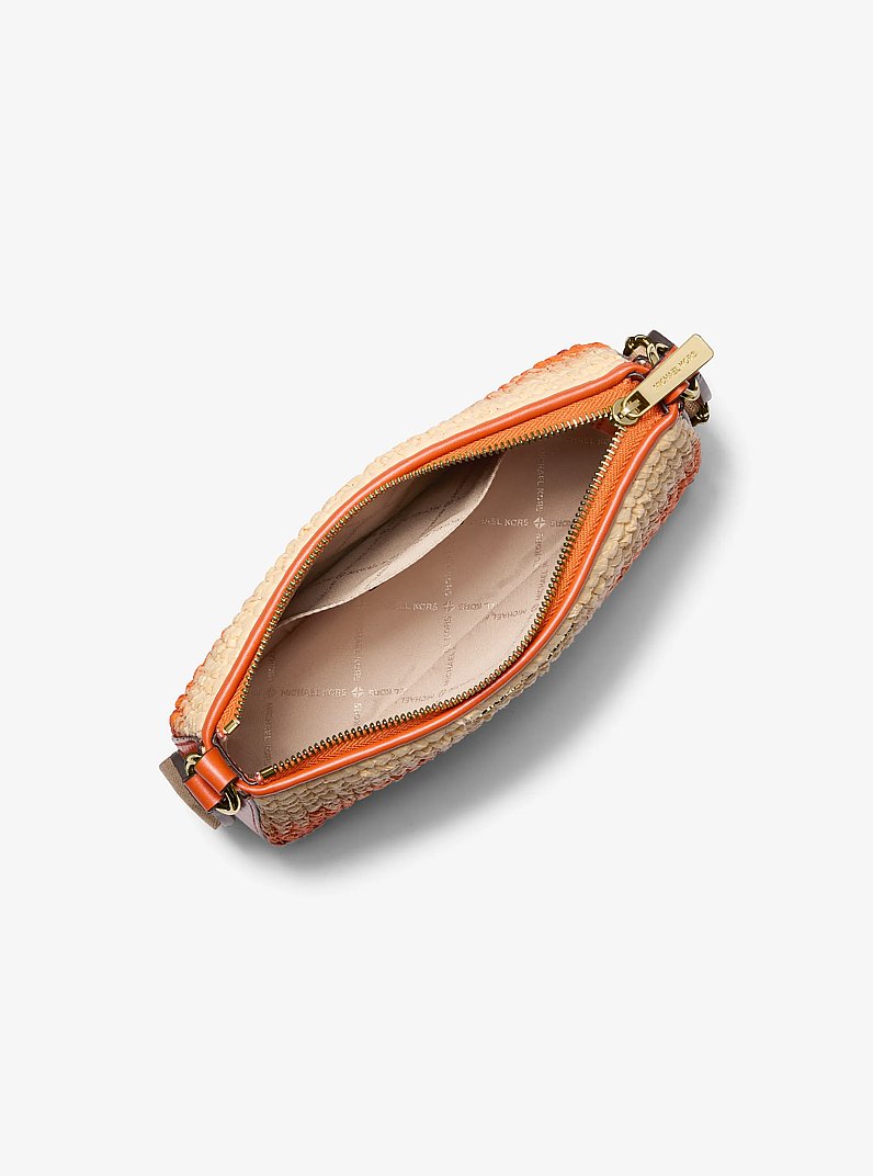 Jet Set Small Ombr&eacute; Straw Crossbody Bag with Case for Apple Airpods Pro&reg; in RED CLAY | Michael Kors