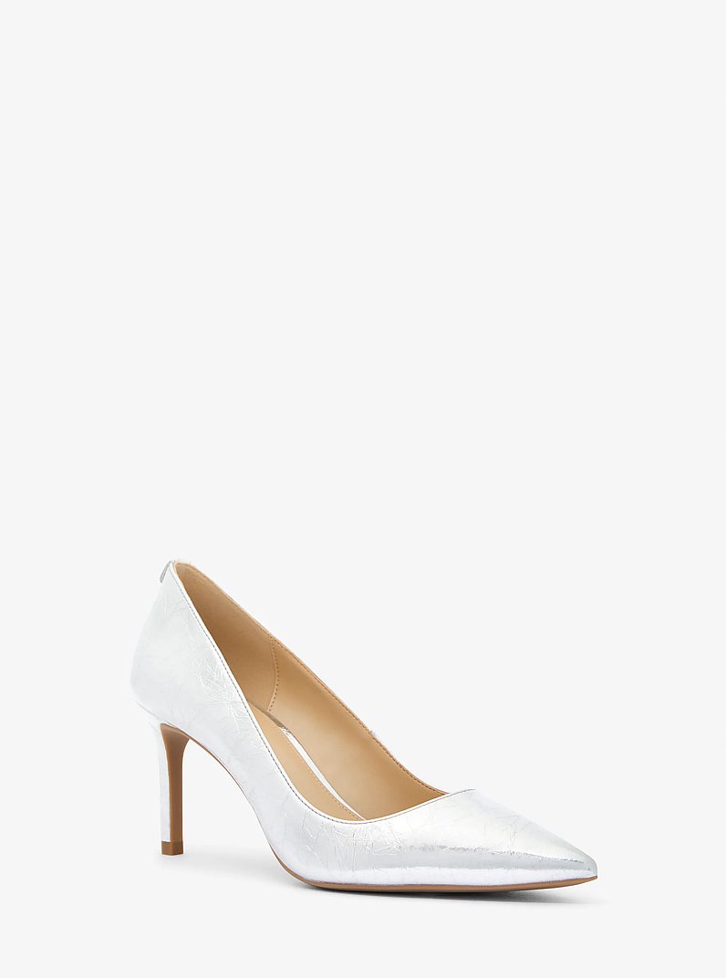 D&eacute;collet&eacute; Alina Flex in pelle craquel&eacute; metallizzata in ARGENTO | Michael Kors