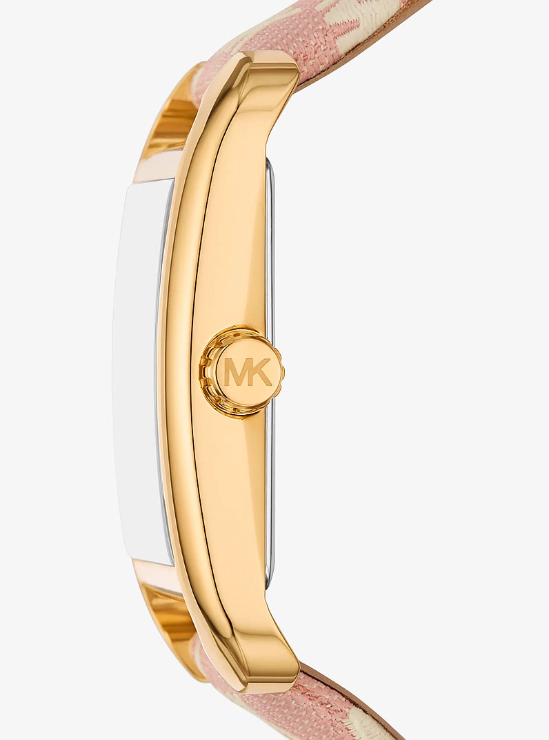 Monroe Gold-Tone and Logo Jacquard Watch in BLUSH | Michael Kors