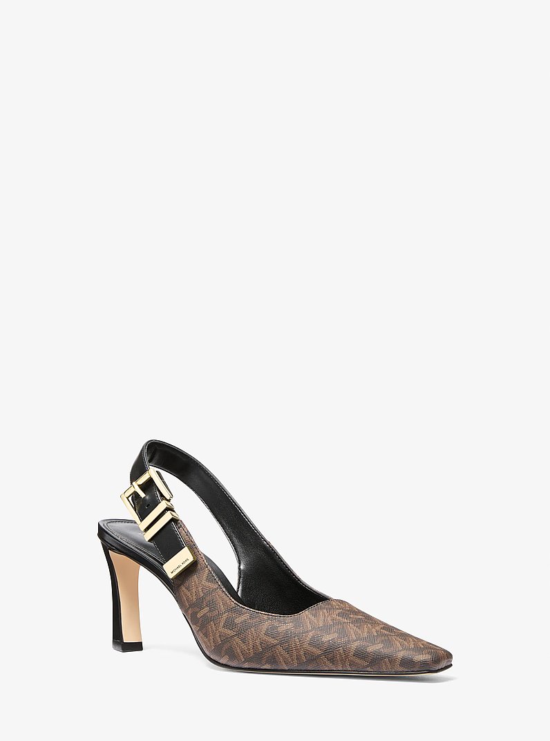 Zapato de sal&oacute;n Darrington con tal&oacute;n abierto y monograma Empire in MARR&Oacute;N/NEGRO | Michael Kors