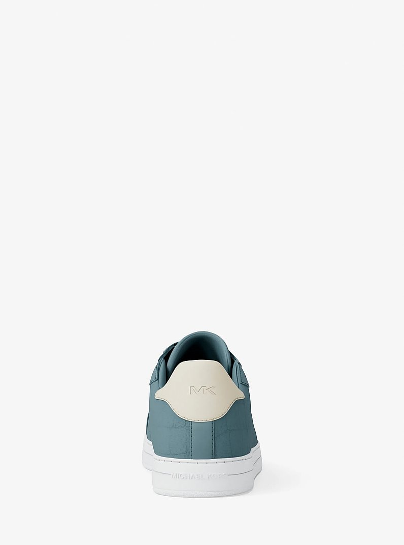 Keating Crocodile Embossed Suede and Leather Sneaker in CHAMBRAY | Michael Kors