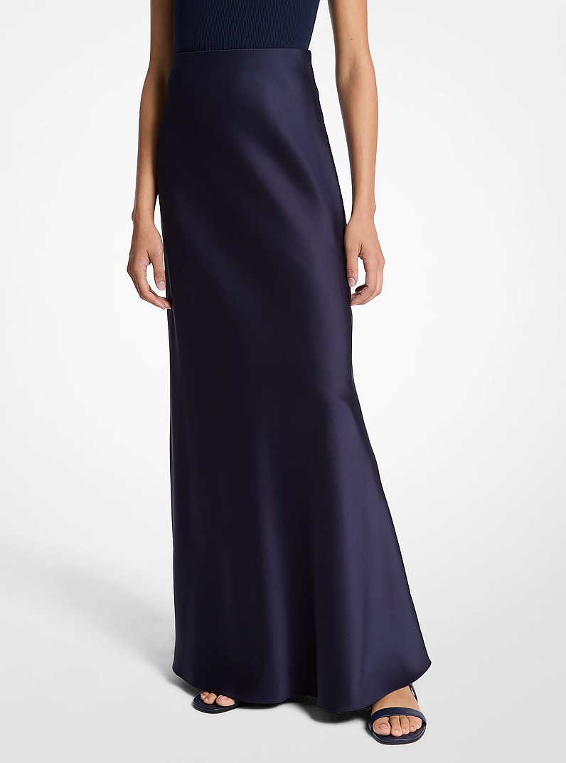 Double Satin Charmeuse Maxi Skirt in MARITIME | Michael Kors
