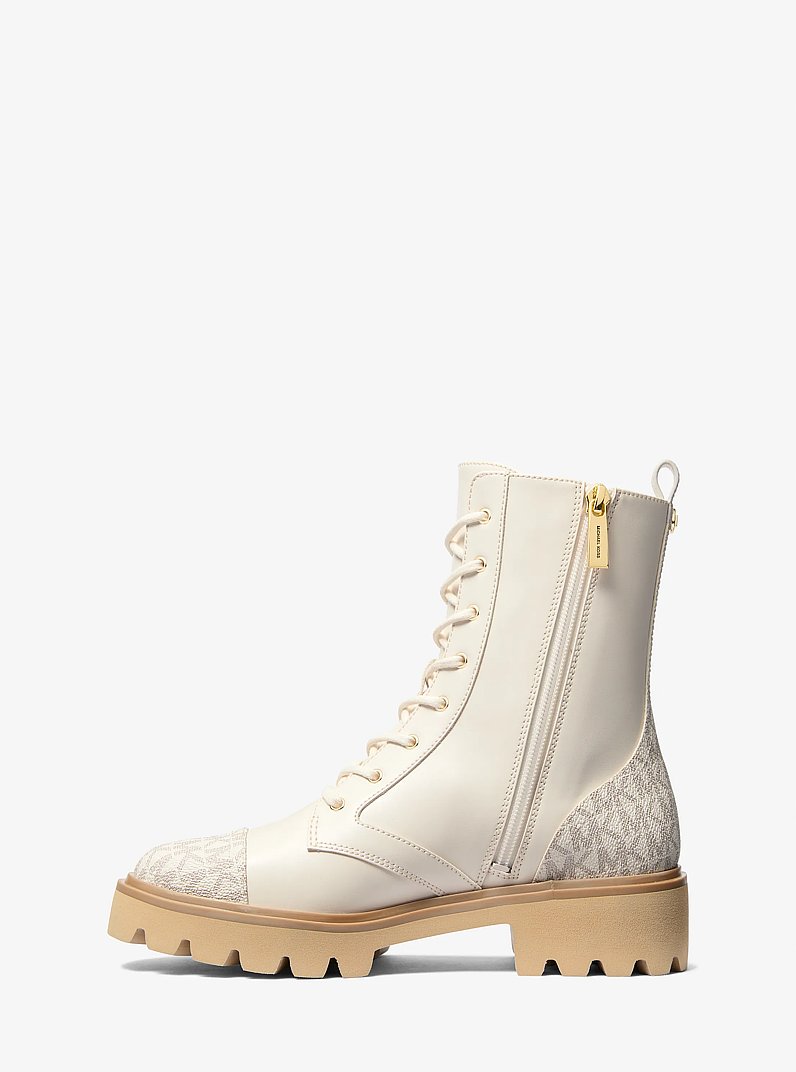 Weiss Leather and Signature Logo Combat Boot