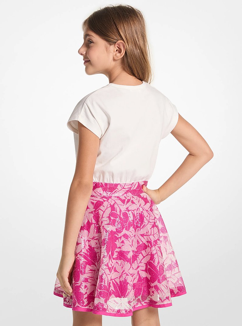 Sequined Logo Palm T-Shirt Dress