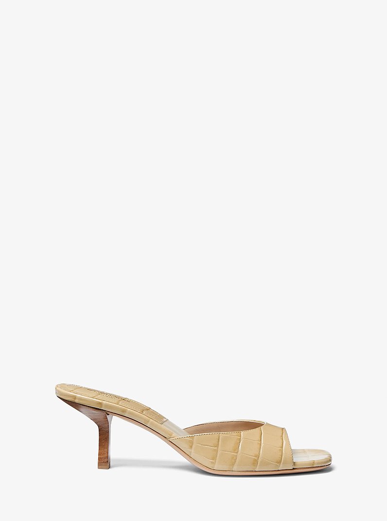 Anita Crocodile Embossed Leather Sandal in DUNE | Michael Kors