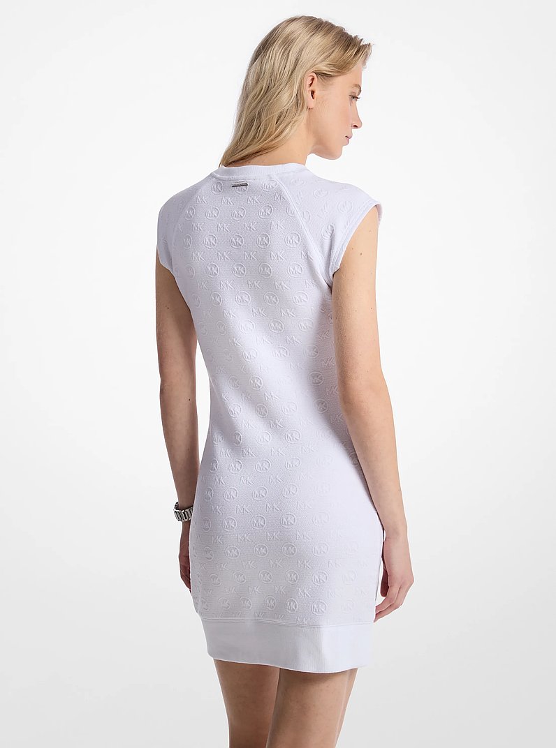 Raglan Sleeve Logo Jacquard Sweater Dress in WHITE | Michael Kors